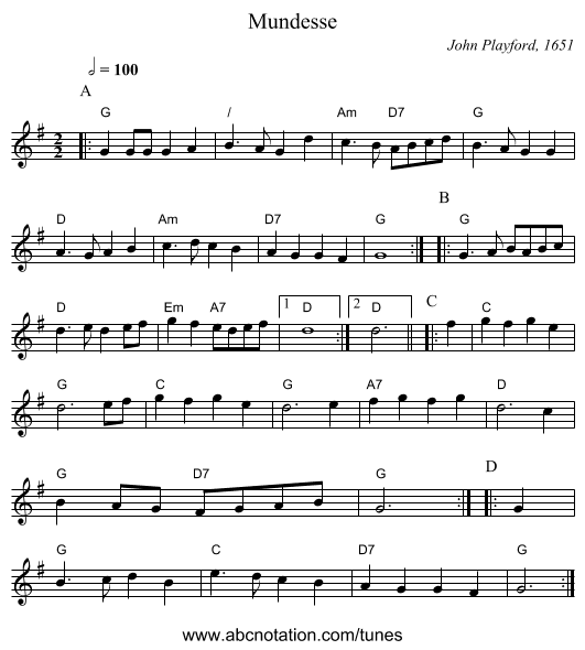 Mundesse - staff notation