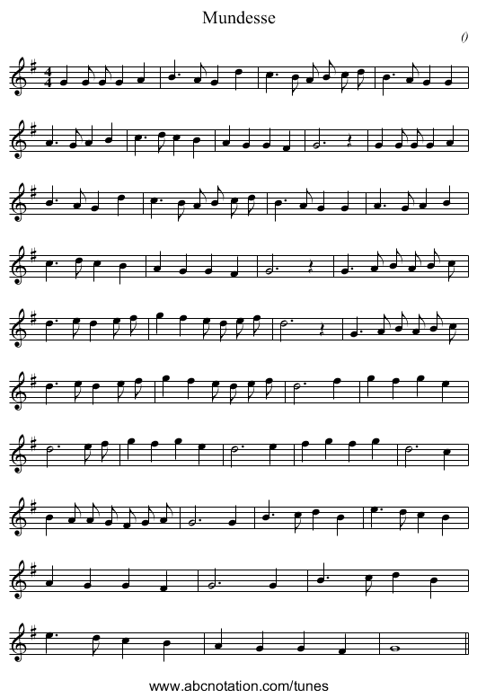 Mundesse - staff notation