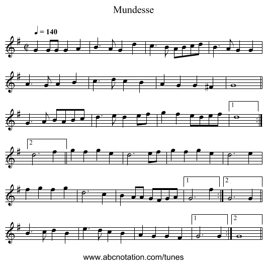Mundesse - staff notation