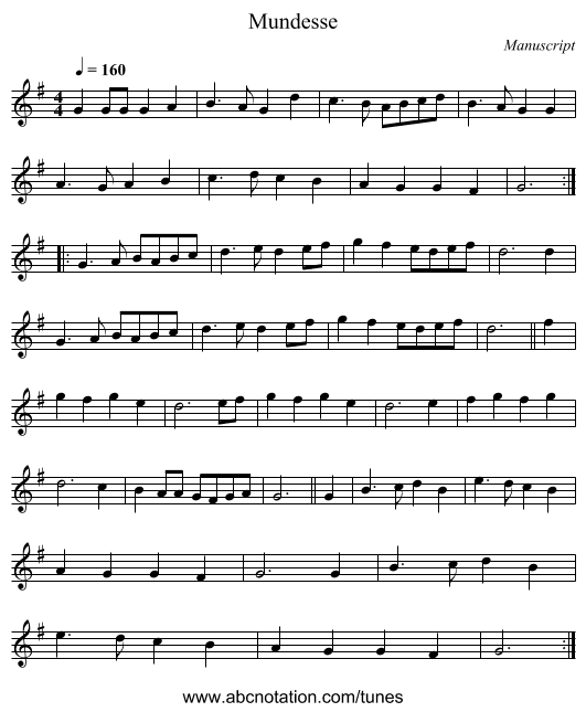 Mundesse - staff notation
