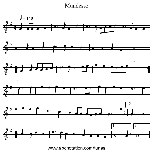 Mundesse - staff notation