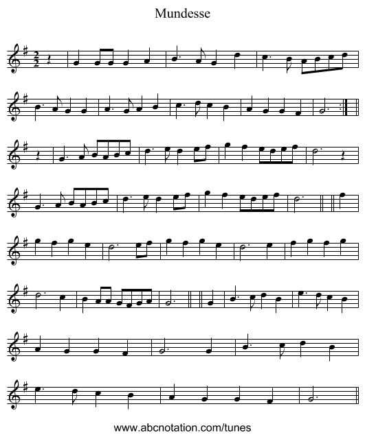 Mundesse - staff notation