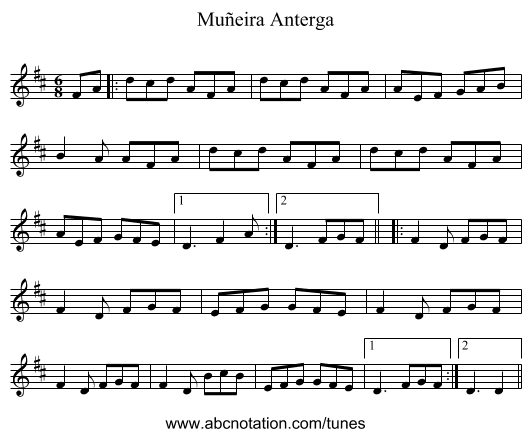 Muñeira Anterga - staff notation