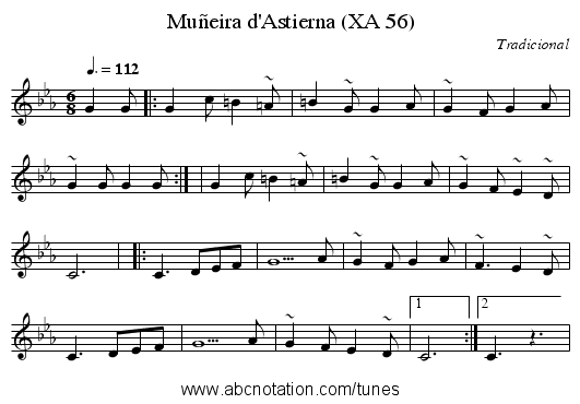 Muñeira d'Astierna (XA 56) - staff notation