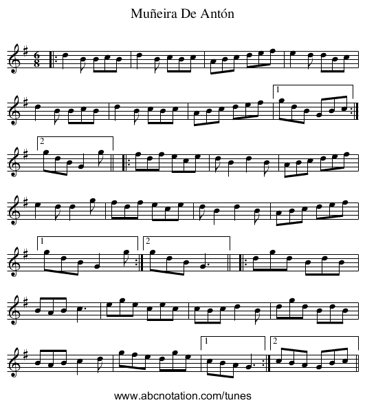 Muñeira De Antón - staff notation