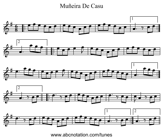 Muñeira De Casu - staff notation