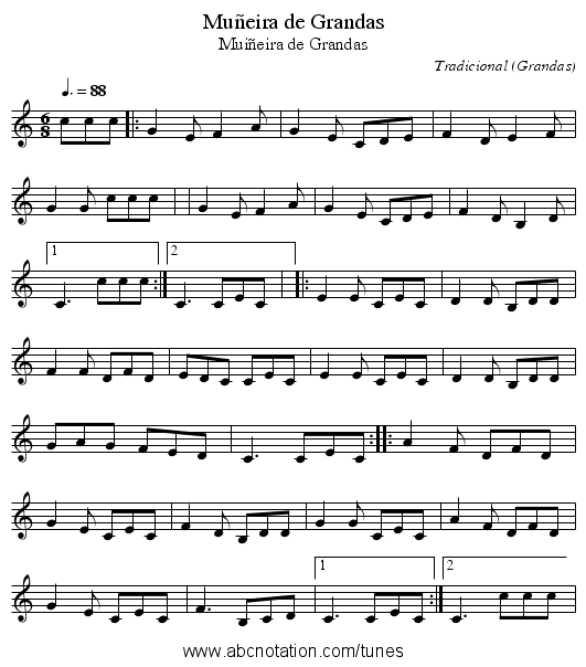 Muñeira de Grandas - staff notation