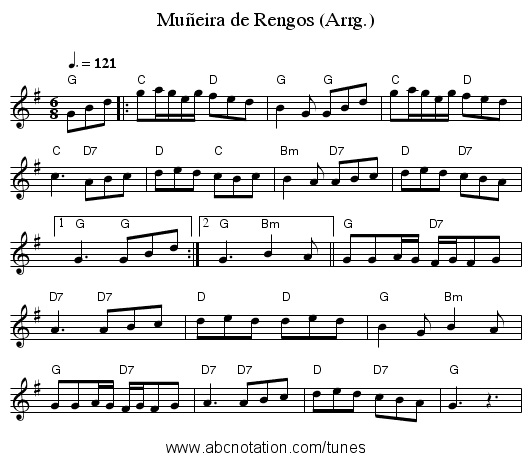 Muñeira de Rengos (Arrg.) - staff notation