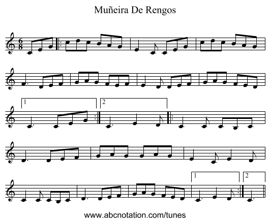 Muñeira De Rengos - staff notation