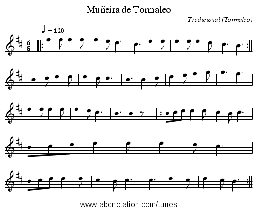 Muñeira de Tormaleo - staff notation