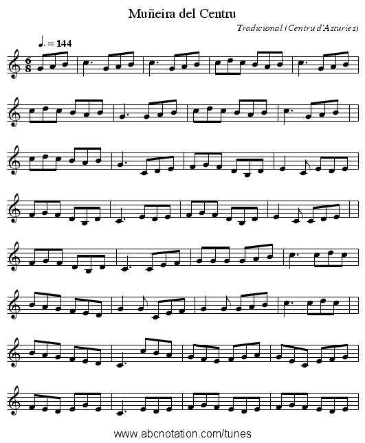 Muñeira del Centru - staff notation