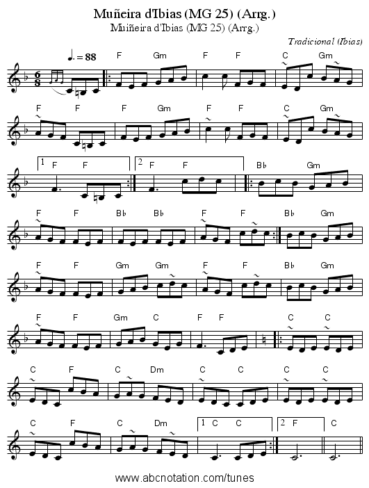 Muñeira d'Ibias (MG 25) (Arrg.) - staff notation