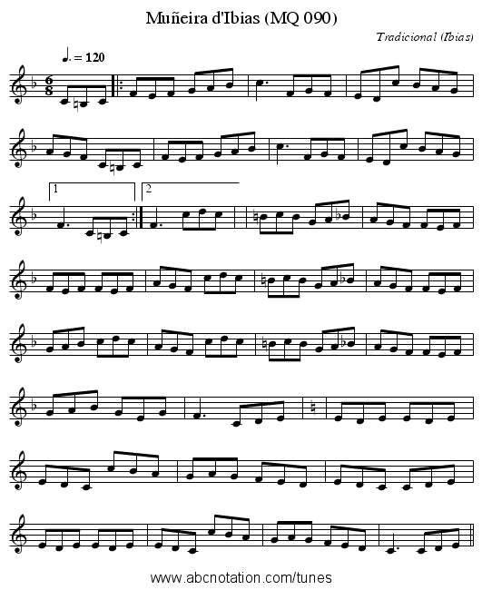 Muñeira d'Ibias (MQ 090) - staff notation