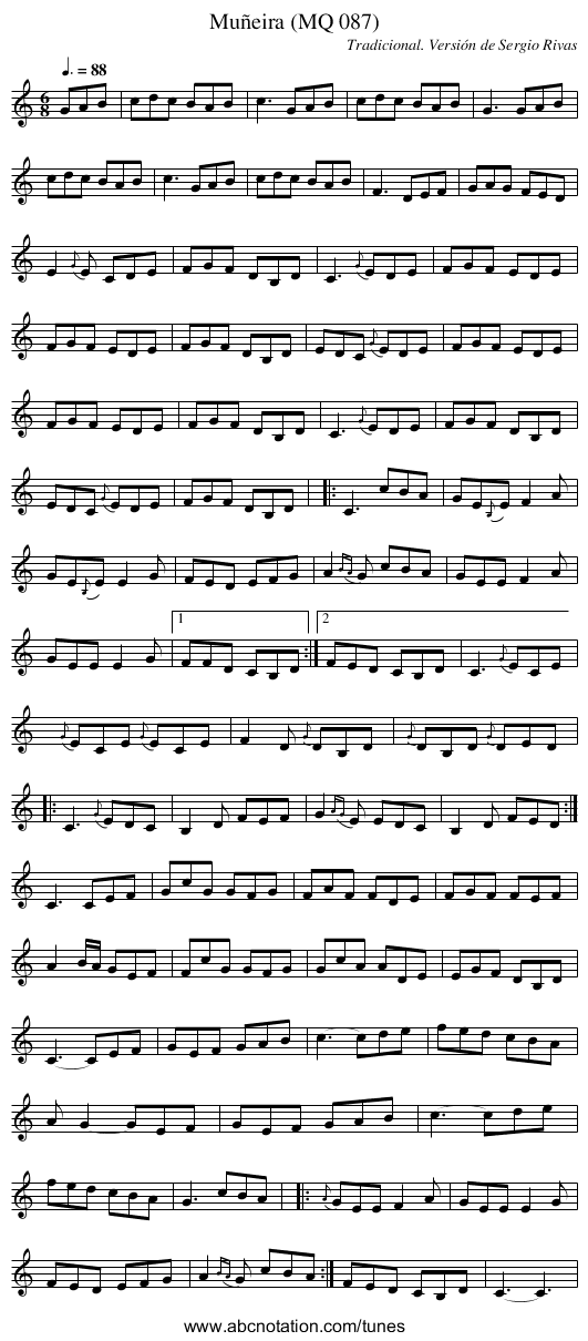 Muñeira (MQ 087) - staff notation