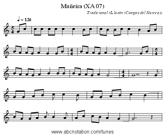 Muñeira (XA 07) - staff notation