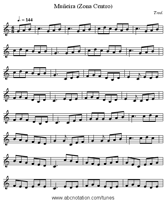 Muñeira (Zona Centro) - staff notation