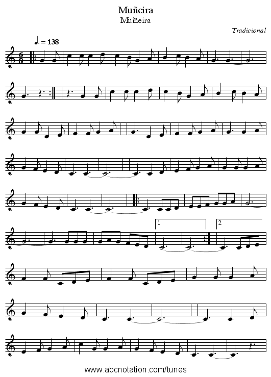Muñeira - staff notation