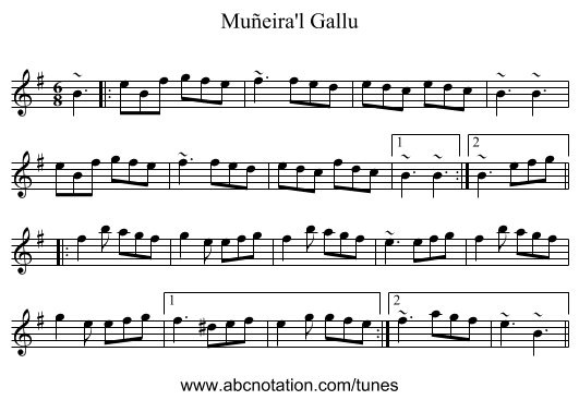 Muñeira'l Gallu - staff notation