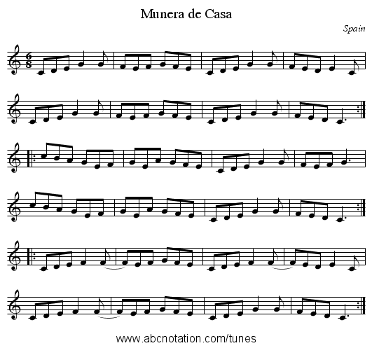 Munera de Casa - staff notation