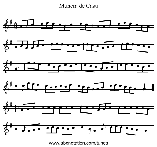 Munera de Casu - staff notation