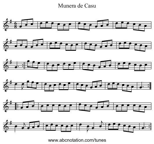 Munera de Casu - staff notation