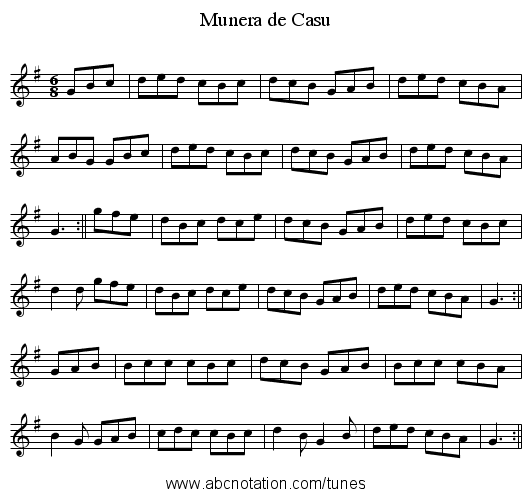 Munera de Casu - staff notation