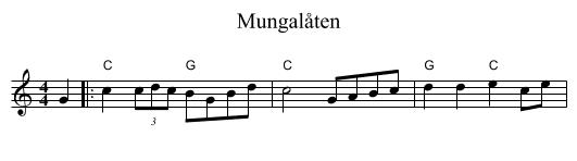 Mungalåten - staff notation