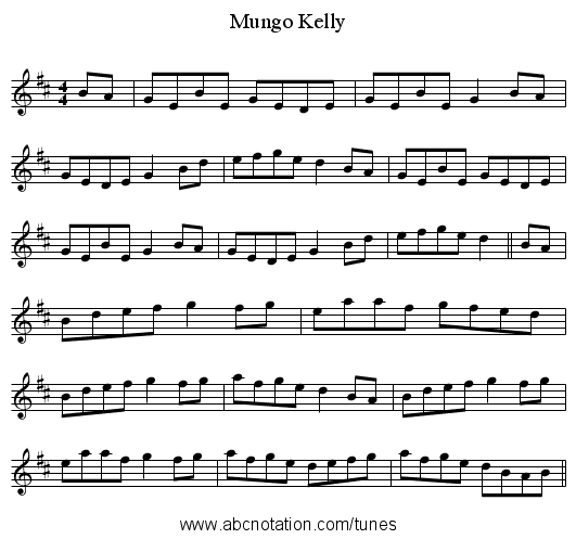 Mungo Kelly - staff notation
