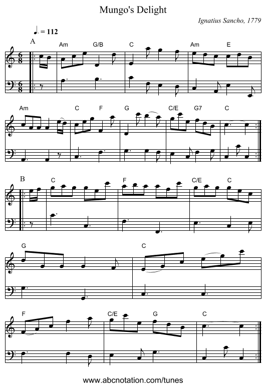 Mungo's Delight - staff notation