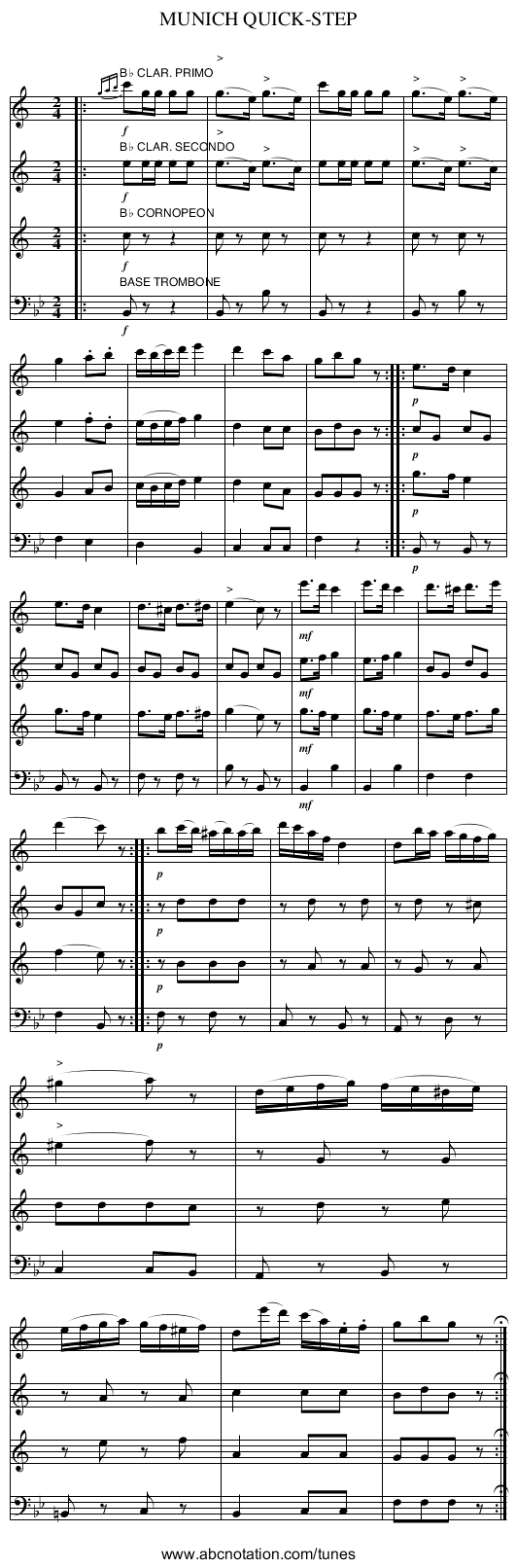 MUNICH QUICK-STEP - staff notation