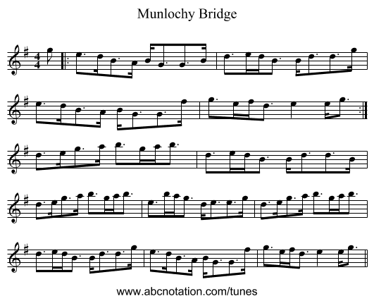 Munlochy Bridge - staff notation
