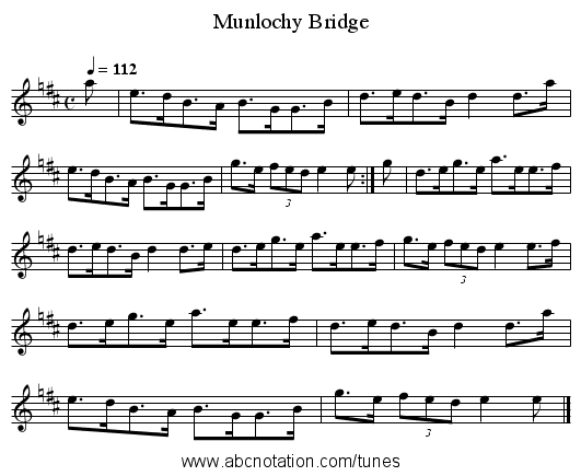Munlochy Bridge - staff notation