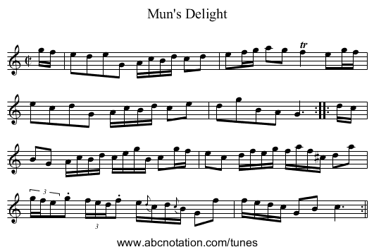 Mun's Delight - staff notation