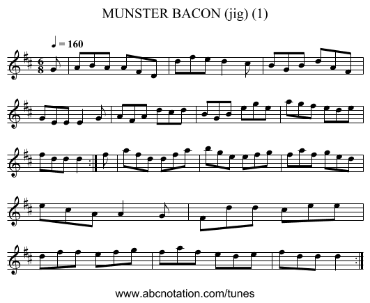 MUNSTER BACON (jig) (1) - staff notation