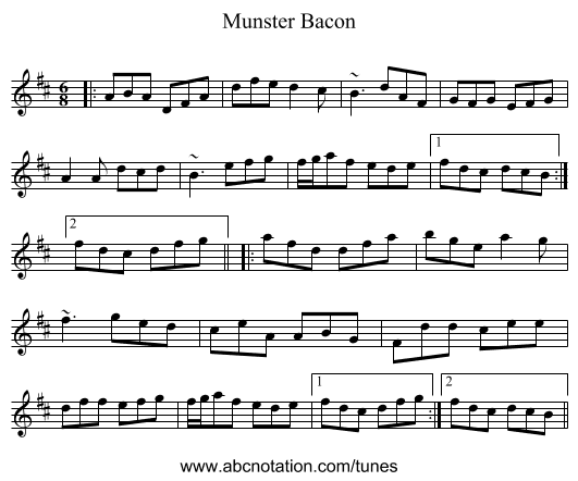 Munster Bacon - staff notation