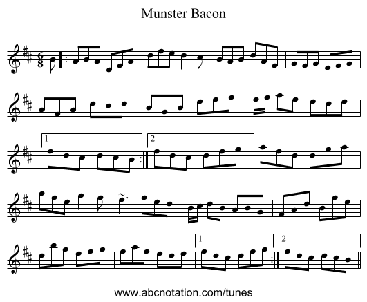 Munster Bacon - staff notation