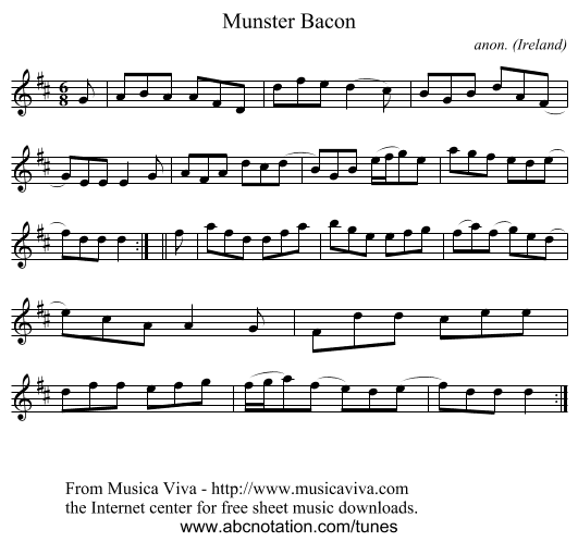 Munster Bacon - staff notation