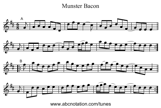 Munster Bacon - staff notation