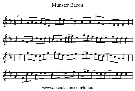 Munster Bacon - staff notation