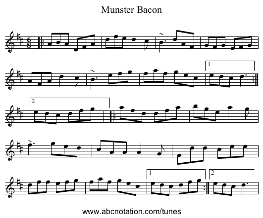 Munster Bacon - staff notation