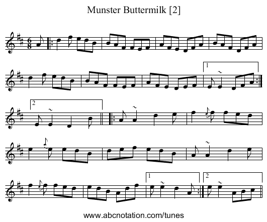 Munster Buttermilk [2] - staff notation