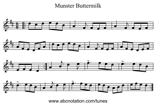 Munster Buttermilk - staff notation