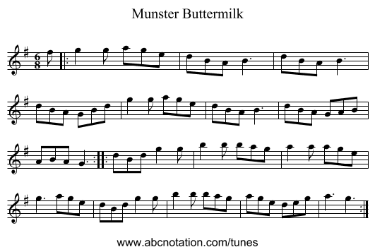 Munster Buttermilk - staff notation