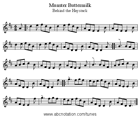 Munster Buttermilk - staff notation