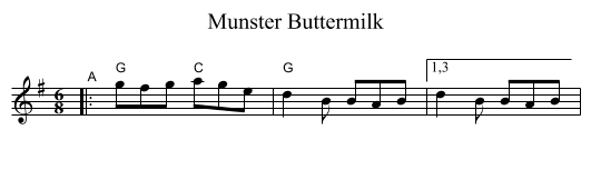 Munster Buttermilk - staff notation