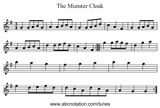Munster Cloak, The - staff notation