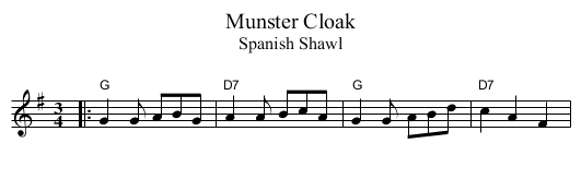 Munster Cloak - staff notation