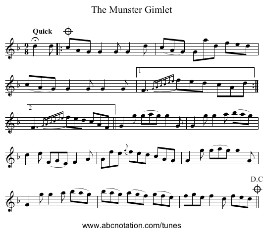 Munster Gimlet, The - staff notation