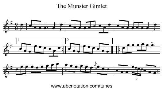 Munster Gimlet, The - staff notation