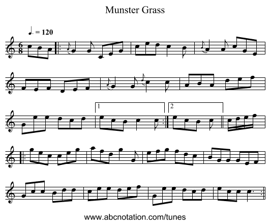 Munster Grass - staff notation
